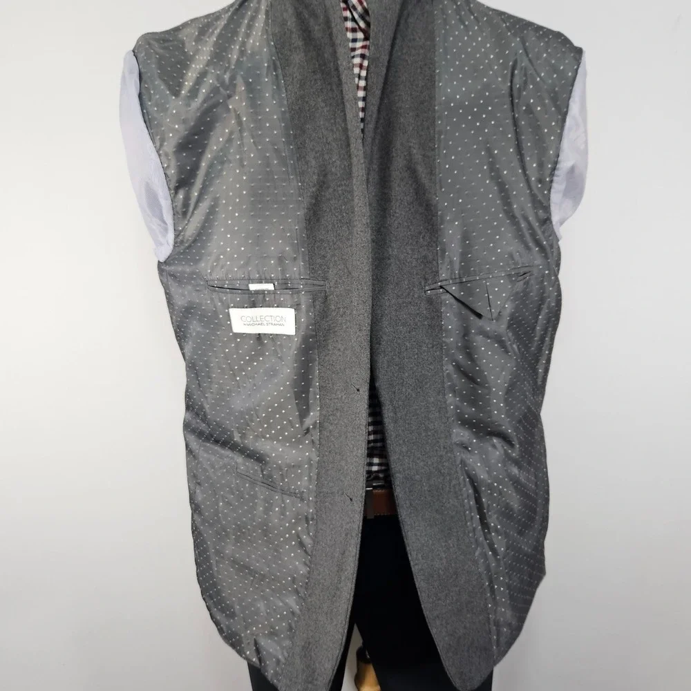 Michael Strahan Collection Men's‎ Sport Coat Blazer Two Button Gray Flannel 46R